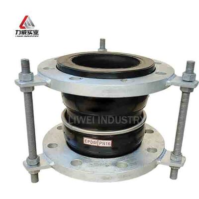 Material do corpo EPDM Double Sphere Flexible Rubber Joint Designed with Flanged Ends, assegurando vedação e flexibilidade em sistemas de transporte de fluidos
