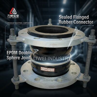 Material do corpo EPDM Double Sphere Flexible Rubber Joint Designed with Flanged Ends, assegurando vedação e flexibilidade em sistemas de transporte de fluidos
