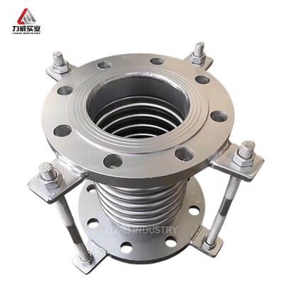 DN200 PN16 Compensador de Metal com Flange e Haste de Limite com Design de Ondulação Testado Hidrostaticamente para Tubulação de Aço